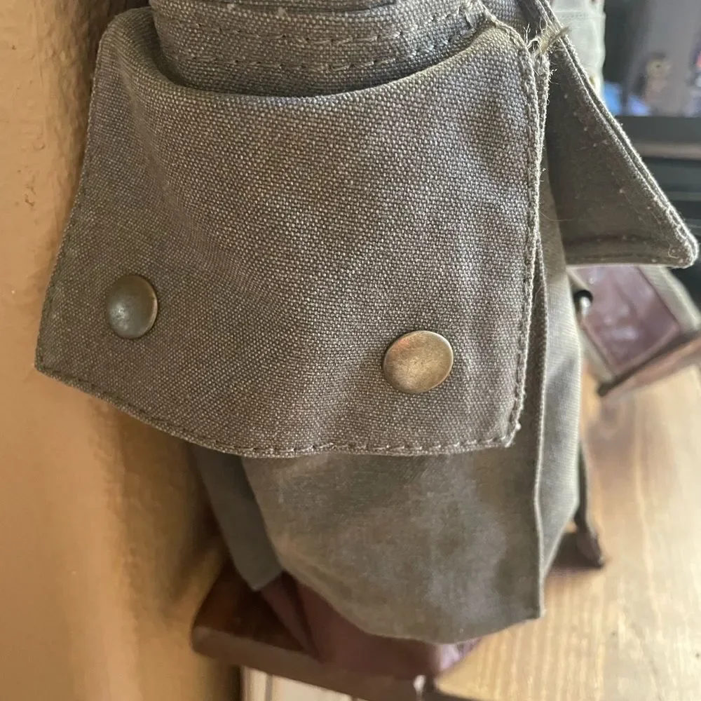 serbags Canvas Messenger Green and Brown Substantial Bag